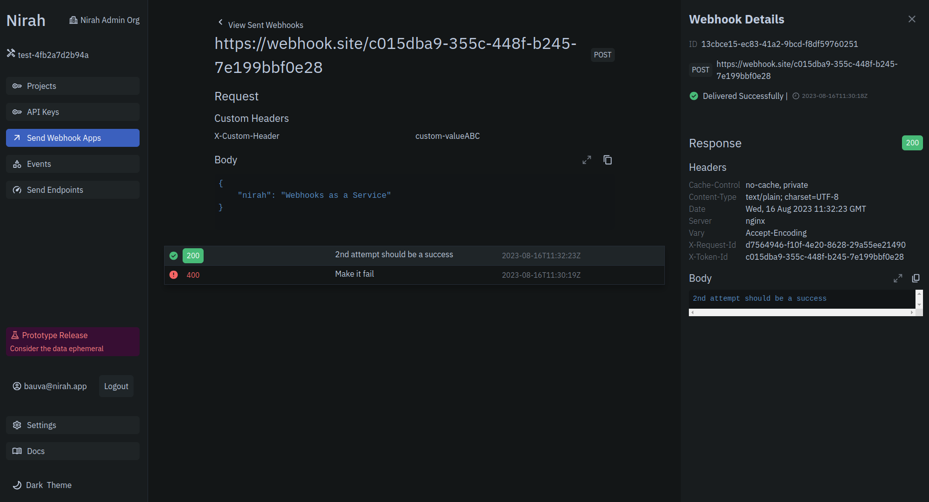 view webhook attempts